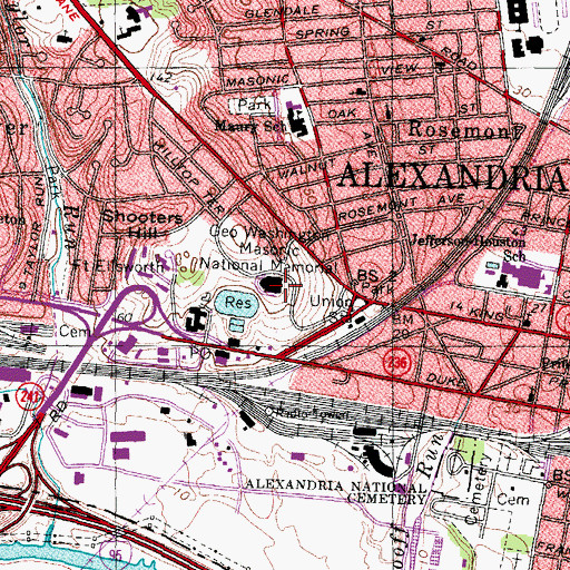 Topographic Map of George Washington Masonic National Memorial, VA