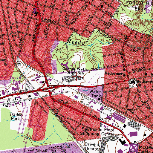 Topographic Map of George Wythe High School, VA