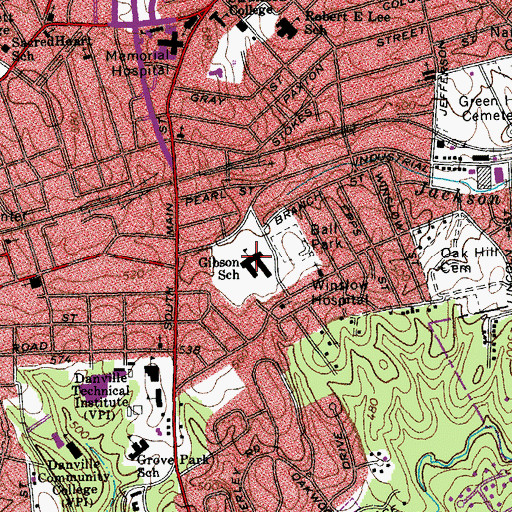 Topographic Map of Edwin A Gibson Magnet Middle School, VA