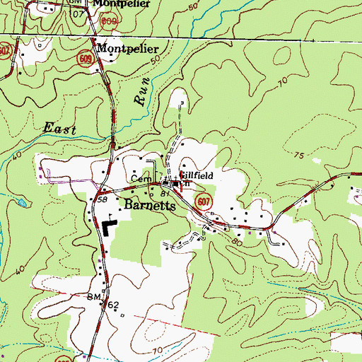 Topographic Map of Gillfield Church, VA