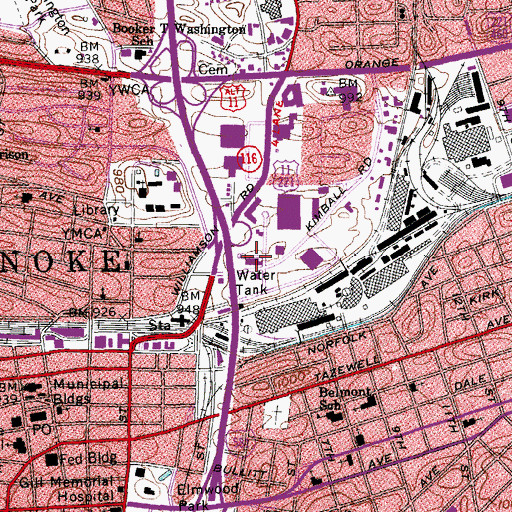 Topographic Map of Gilmer School, VA