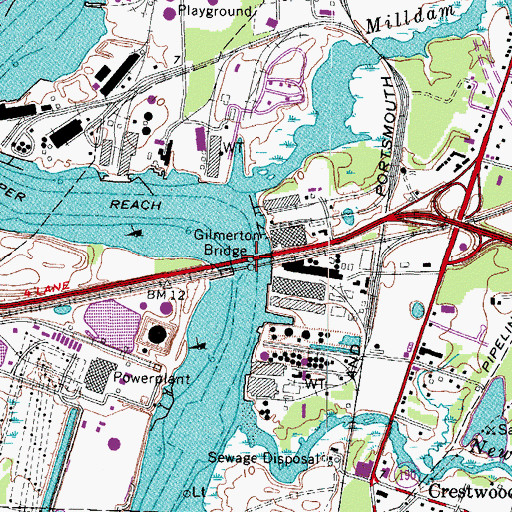Topographic Map of Gilmerton Bridge, VA