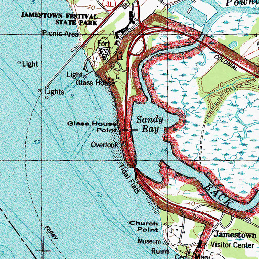 Topographic Map of Glass House Point, VA