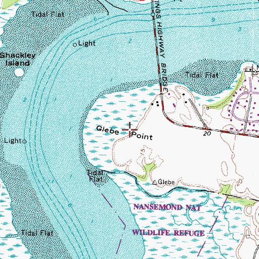 Topographic Map of Glebe Point, VA
