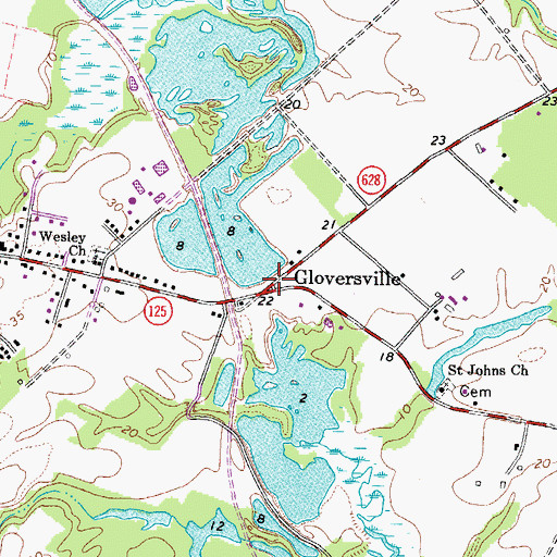 Topographic Map of Gloversville, VA