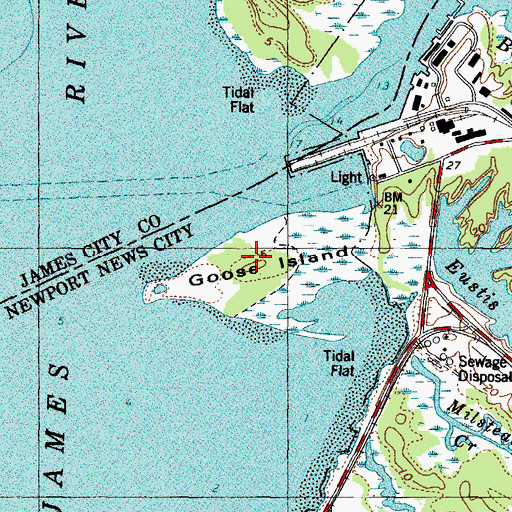 Topographic Map of Goose Island, VA