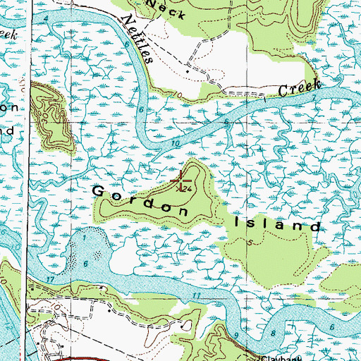 Topographic Map of Gordon Island, VA