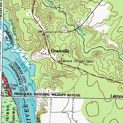Topographic Map of Grace Chapel Cemetery, VA