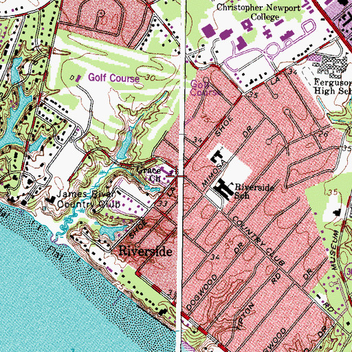 Topographic Map of Grace Church, VA