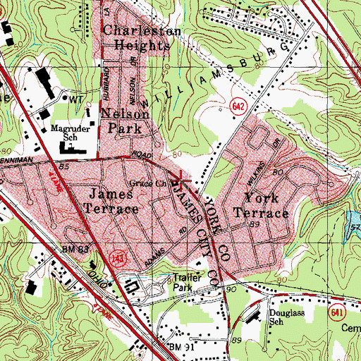 Topographic Map of Grace Church, VA
