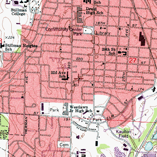 Topographic Map of Beulah Missionary Baptist Church, AL