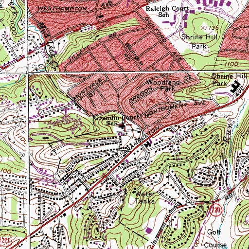 Topographic Map of Grandin Court Elementary School, VA