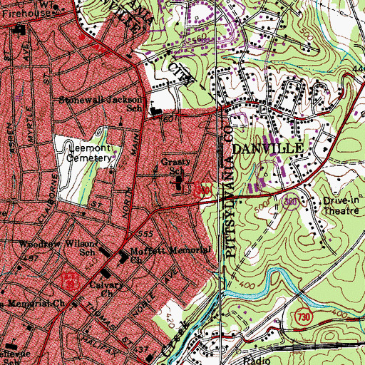 Topographic Map of Grasty School, VA
