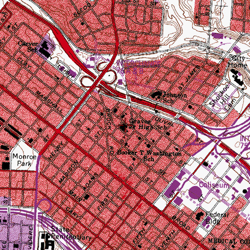 Topographic Map of Graves Junior High School, VA