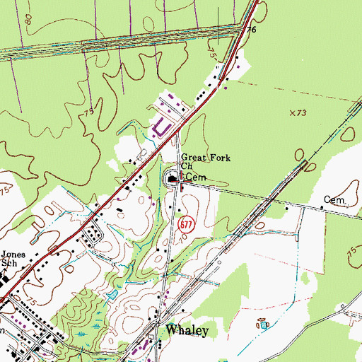 Topographic Map of Great Fork Church, VA