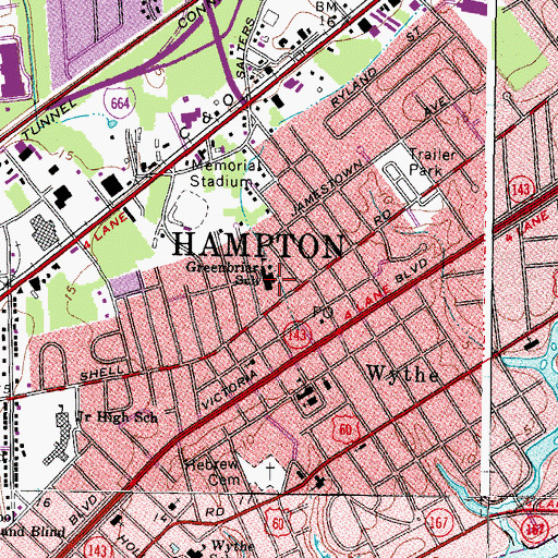 Topographic Map of Boys and Girls Clubs of the Virginia Peninsula Citizens Unit, VA