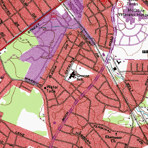 Topographic Map of E S H Greene Elementary School, VA