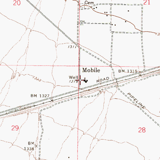 Topographic Map of Mobile Elementary School, AZ