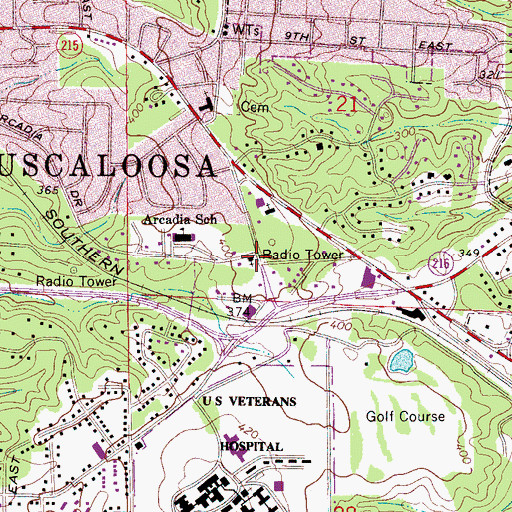 Topographic Map of Bible Methodist Church, AL