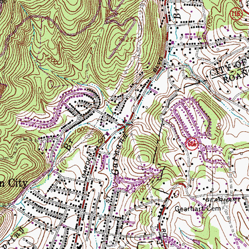 Topographic Map of Gum Spring Branch, VA
