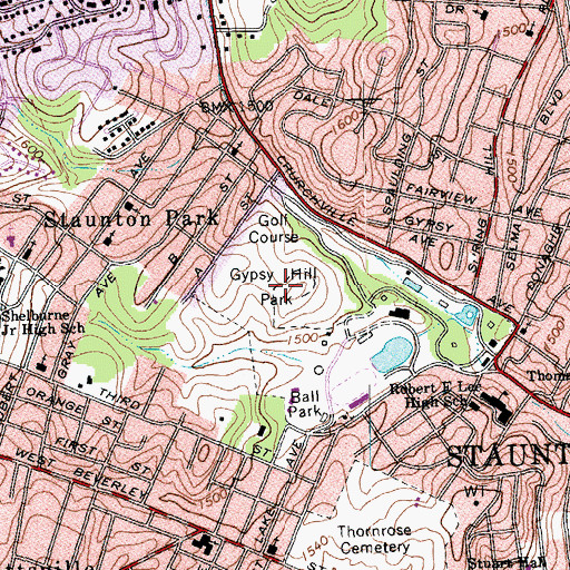 Topographic Map of Gypsy Hill Park, VA