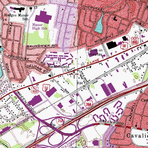 Topographic Map of Haddonfield Church, VA