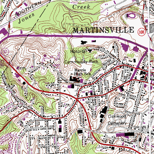 Topographic Map of Harris High School, VA