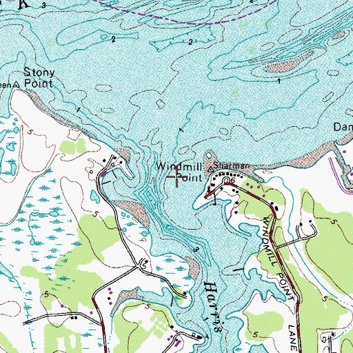 Topographic Map of Harris River, VA