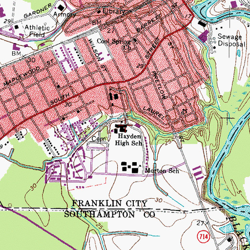Topographic Map of Hayden High School, VA