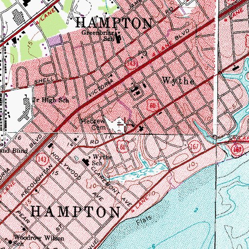 Topographic Map of Hebrew Cemetery, VA