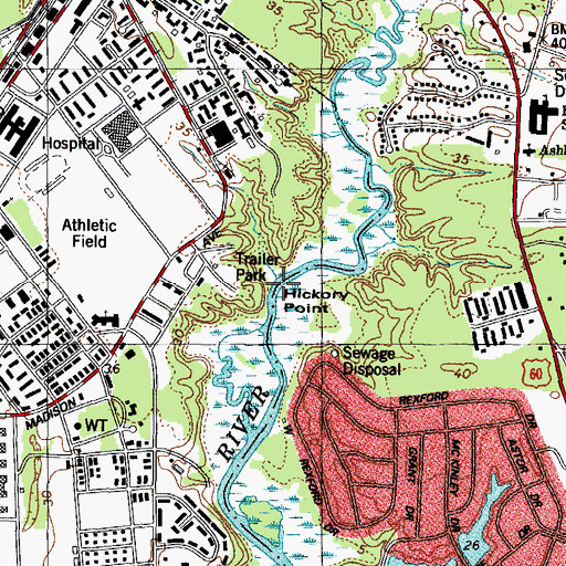 Topographic Map of Hickory Point, VA