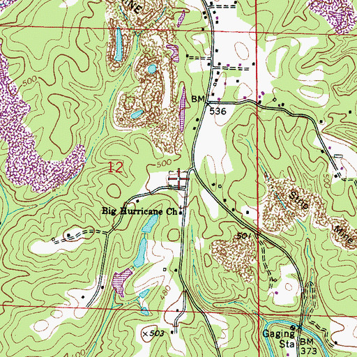 Topographic Map of Big Hurricane Cemetery, AL