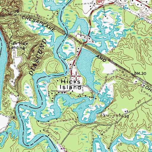 Topographic Map of Hicks Island, VA
