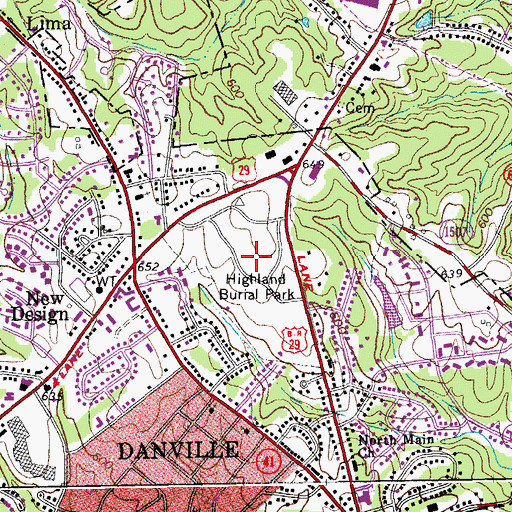 Topographic Map of Highland Burial Park, VA