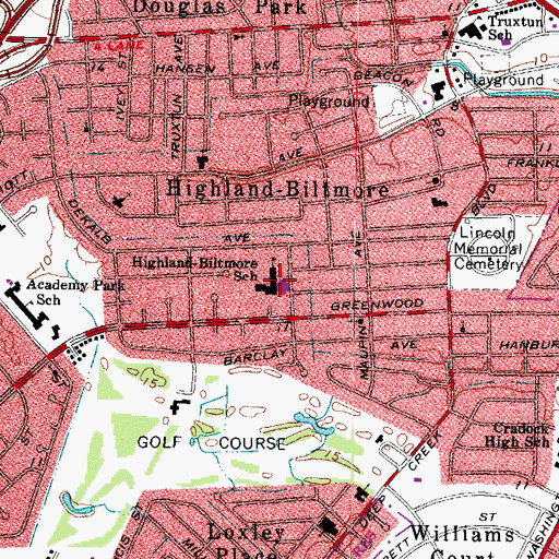 Topographic Map of Highland Biltmore Elementary School, VA
