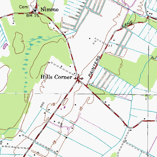 Topographic Map of Hills Corner, VA
