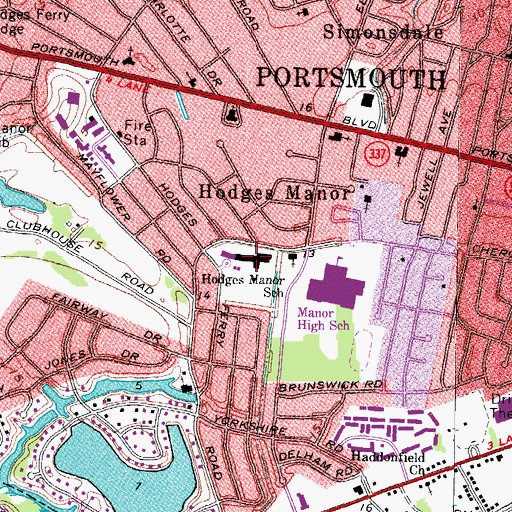 Topographic Map of Hodges Manor Elementary School, VA