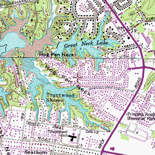 Topographic Map of Hog Pen Neck, VA