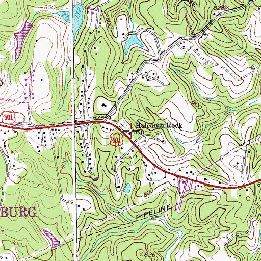 Topographic Map of Holcomb Rock Church, VA