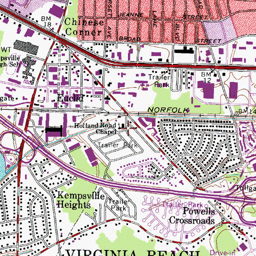 Topographic Map of Holland Road Chapel, VA