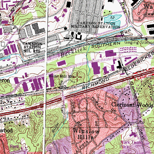 Topographic Map of Holly Hill School, VA