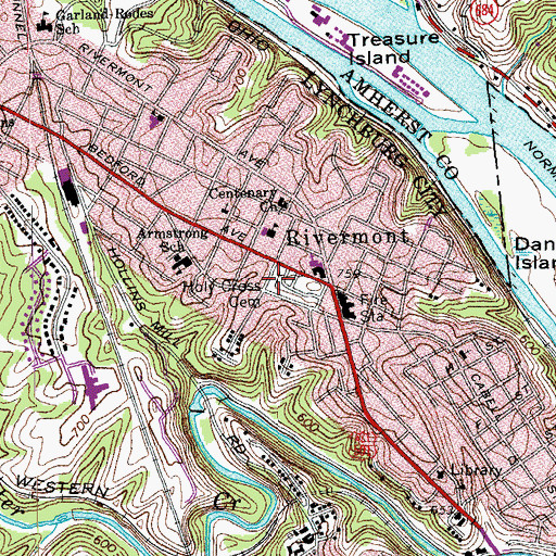 Topographic Map of Holy Cross Cemetery, VA