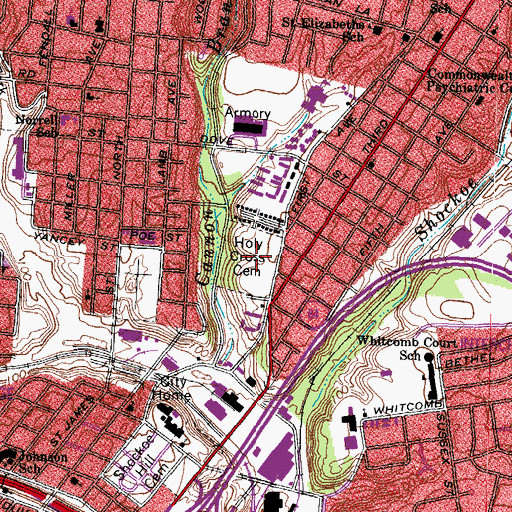 Topographic Map of Holy Cross Cemetery, VA