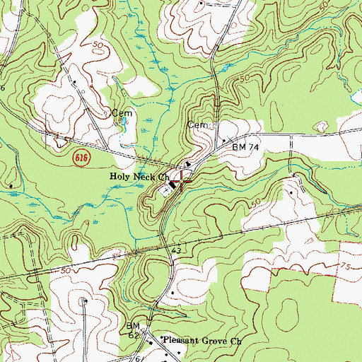 Topographic Map of Holy Neck Church, VA