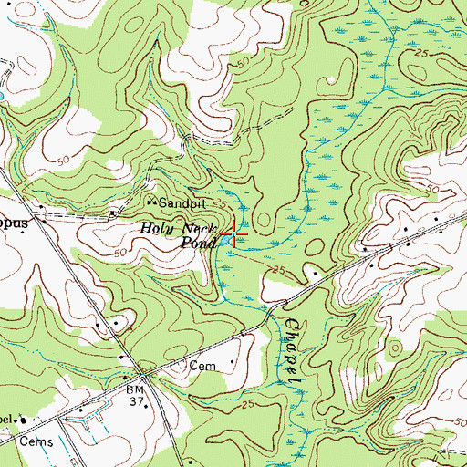Topographic Map of Holy Neck Pond, VA