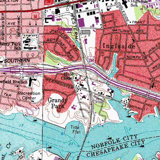 Topographic Map of Hope Chapel, VA
