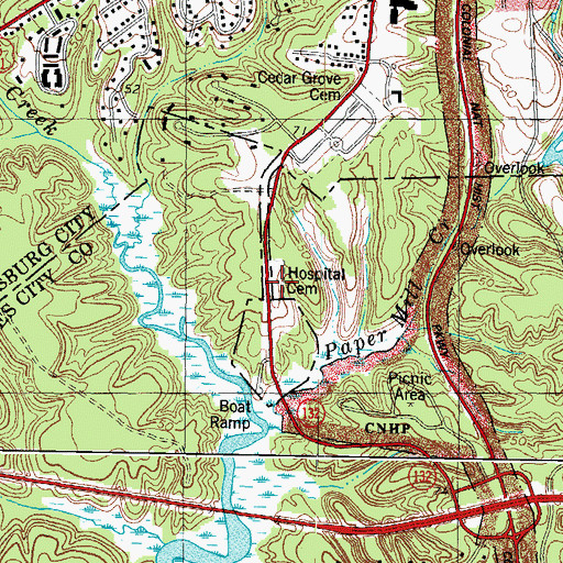 Topographic Map of Hospital Cemetery, VA