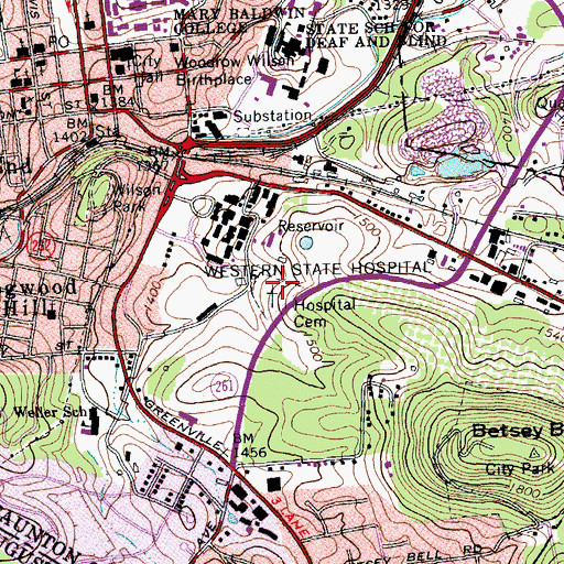 Topographic Map of Western State Hospital Cemetery, VA