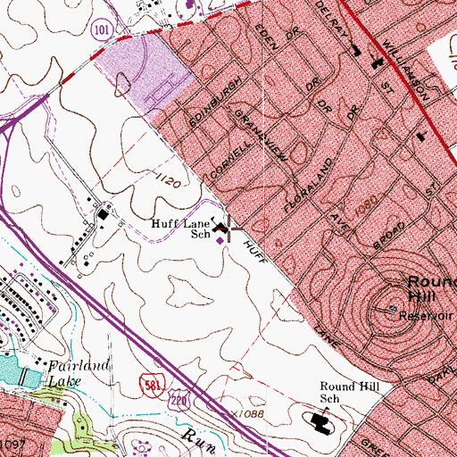 Topographic Map of Huff Lane Intermediate School, VA