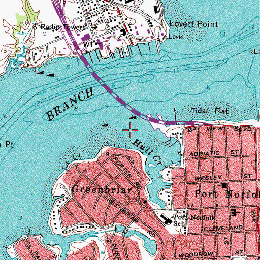 Topographic Map of Hull Creek, VA